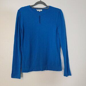 Hobbs London Wool Cashmere Blend Sweater Keyhole Neckline Blue Size Small‎
